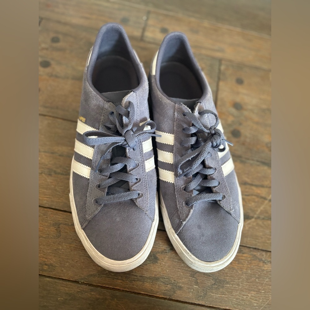 Adidas Men's Gray Blue and White Campus Sneakers Size 10.5 - Picture 2 of 7
